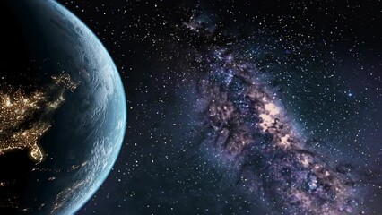 planet earth with stars and milky way galaxy in space