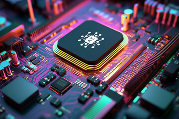 AI artificial intelligence colorful computer chipset
