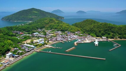 Wall Mural - 香川県三豊市の粟島の空撮風景