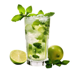 Wall Mural - mojito isolated on a transparent background, generative ai