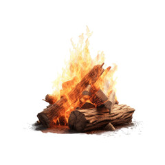campfire isolated on a transparent background, generative ai