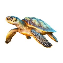 Wall Mural - sea turtle isolated on a transparent background, generative ai