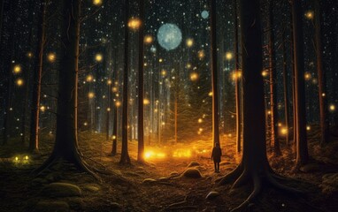 Wall Mural - Forest of Stars with the low light. 