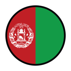 Wall Mural - Round Afghanistan flag, flat vector logo icon. Simple vector button flag of Afghanistan. 