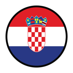 Wall Mural - Round Croatia flag, flat vector logo icon. Simple vector button flag of Croatia. 