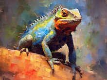 An Impressionist Painting Of A Lizard | Generative AI