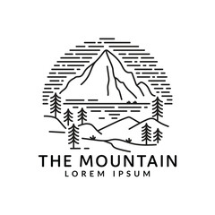 Wall Mural - outdoor mountain logo monoline vector design