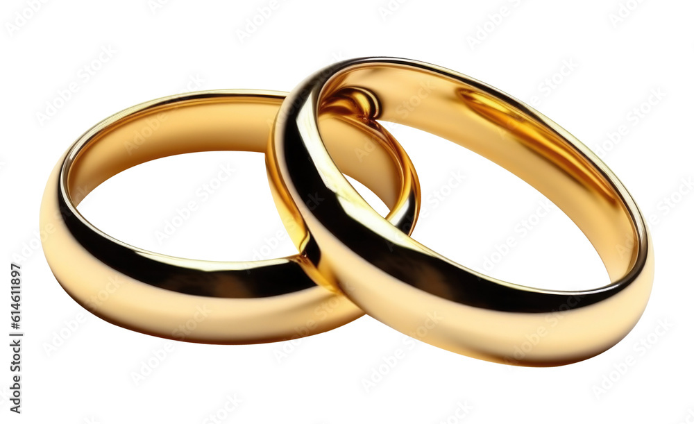 Gold Wedding Rings Isolated on Transparent Background - Generative AI ...
