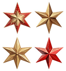 Wall Mural - christmas star hexagram set isolated on transparent background - generative ai