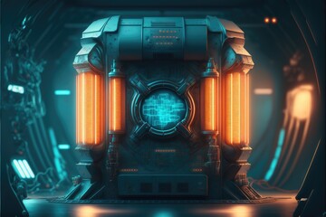 Wall Mural - abstract in futuristic interior architecture of spaceship with power generative technology. concept 