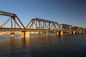 Canvas Print - Railroad Bridge over the river