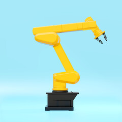 Wall Mural - Robot arm. Yellow mechanical hand. Industrial robot manipulator. Futuristic industrial technology