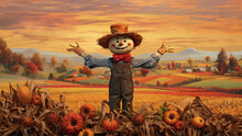 Cute Scarecrow Created With Generative AI Technology