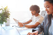© Valerii Apetroaiei - Successful hipster team in coworking. Freelancers.