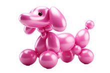 Pink Dog Balloon Isolated On Transparent Background. Generative AI.