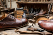 © wolfhound911 - A shoemake or shoe repairman's work bench, . Generative AI