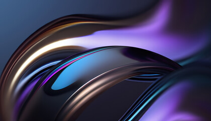 Wall Mural - 3D Chrome Waves Background