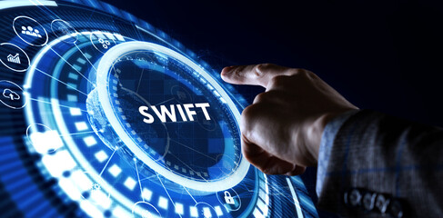 SWIFT. Society for Worldwide Interbank Financial Telecommunications. Financial Banking regulation concept.