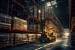 Smooth store operations: Forklifts at work in a transportation and storage environment.generative ai