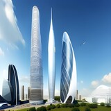 Fototapeta  - 近未来的な高層ビル群 M