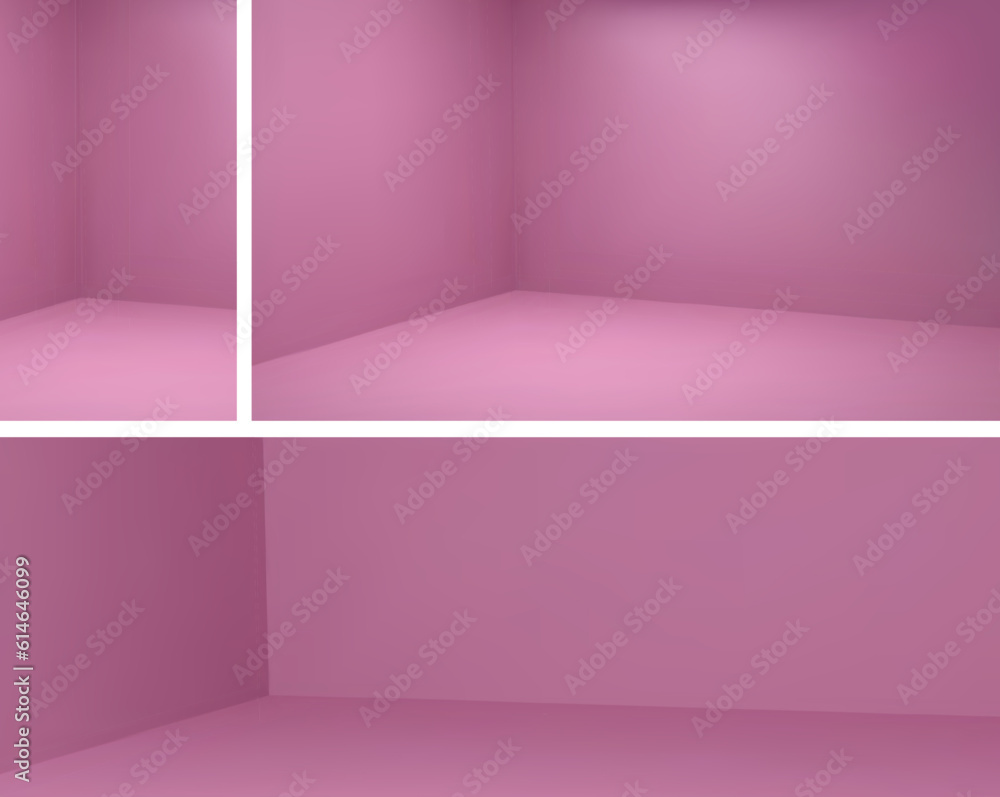 Vector pink corner room in abstract studio 3d eps design. Empty ...