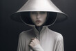 Futuristic portrait of a fashion model with a hat. Conceptual artwork on the future of fashion. Generative AI