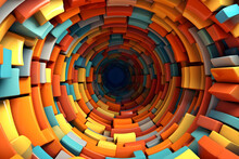 Abstract 3D Tunnel Segmentation Art Background