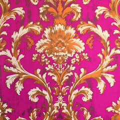 Sticker - vintage wallpaper in vibrant fuscia and , Ai generated