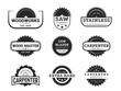 © Tartila - Circular saw carpentry logo. Industrial saw blade silhouettes for logo design, carpentry professional service and cutting wood equipment symbols. Vector isolated