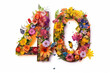 Floral Number 40: Beautiful Illustration with Colorful Blooms and Botanical Elements