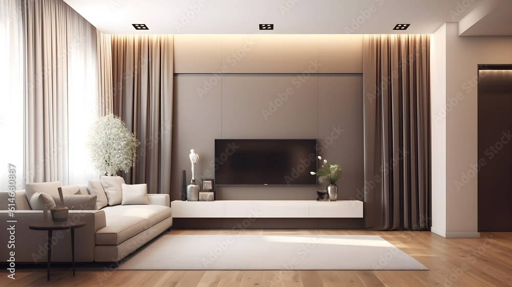 Modern Luxury Living Room Interior with Gray Marble Staircase, Tempered ...