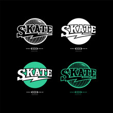 Skate Typography, Tee Shirt Graphics, Vectors.
