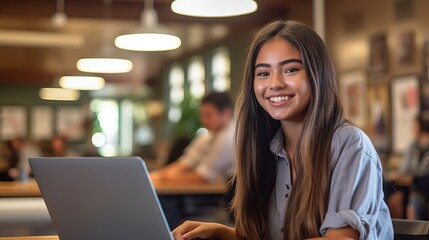 girl using laptop in classroom - vibrant high school student engaged in classroom learning with lapt