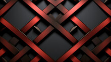 Minimalist Pattern Black Background With Metallic Red Lines, Grid Pattern