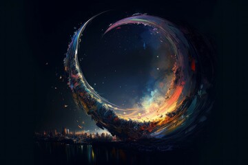 Wall Mural - Crescent planet moon. Generate Ai