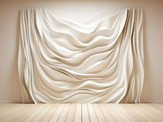 Sticker - White room texture. Wavy background. Interior wall decoration panel pattern abstract waves. Modern design. Display product. Ai generartive