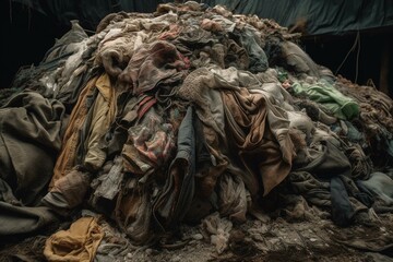 Wall Mural - Discarded textile waste: old clothes. Generative AI