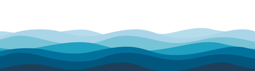 Blue sea wave background. Ocean abstract waves lines wallpaper. Vector illustration.