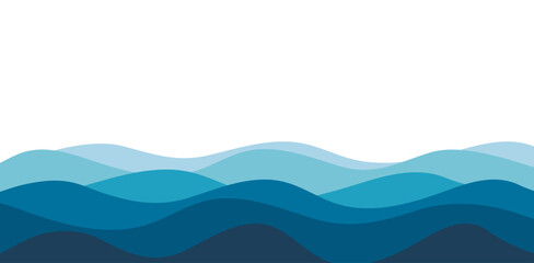 Blue sea wave background. Ocean abstract waves lines wallpaper. Vector illustration.