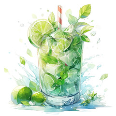 Poster - Mojito cocktail, Anime style