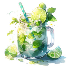 Canvas Print - Mojito cocktail, Anime style