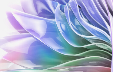 Wall Mural - Abstract geometric crystal background with iridescent holographic texture. curve. cloth. 3d rendering.