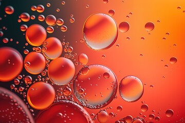 Wall Mural - bright red and orange abstract water bubbles