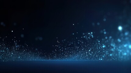 Dark blue and glow particle abstract background.