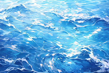 Poster - Anime style, Blue water wave 