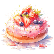Cartoon Illustration, Beautiful Donut