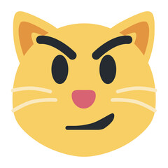 Poster - Cat with Wry Smile emoji vector icon. A cartoon cat variant of Smirking Face. Depicted as yellow on major platforms.