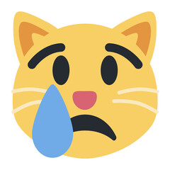 Poster - Crying Cat vector emoji icon. A cartoon cat variant of Crying Face. Depicted as yellow on major platforms.