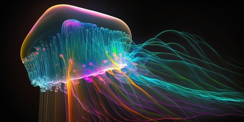 Wall Mural - synopsis marine jellies made with optical fiber