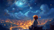 galaxy space night starry child astronomy star sky nature universe. Generative AI.